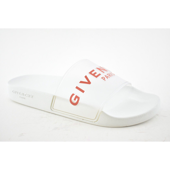 Givenchy Paris White Red PVC Clear Logo Slide On Pool Sandal Flip Flop Flat 39 - Picture 4 of 12